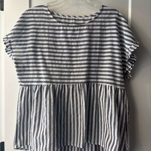 SHEIN Gray and White Striped Top